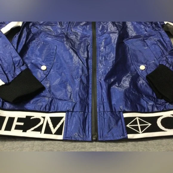 CREATE 2MRW MEN'S BOMBER JACKET CS9627 Blue/Wht - Picture 4 of 11